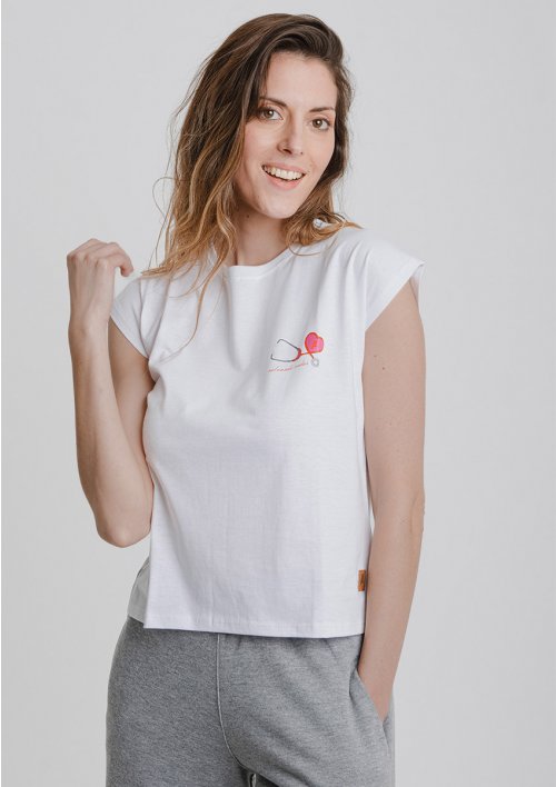 Remera mujer estampada corazón rosa