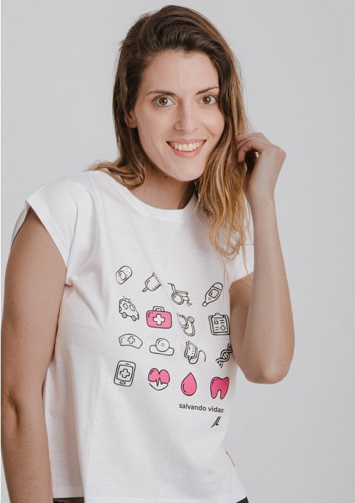 Remera mujer estampada gráficas medicina